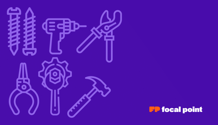 blog header with tools elements