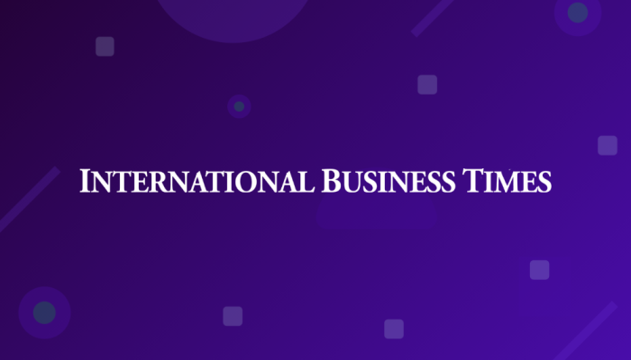 Brand logo for International Business Times on a purple abstract gradient background.