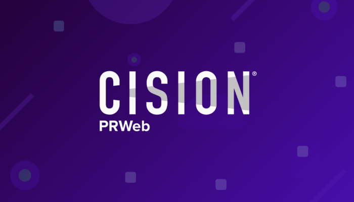 CISION PRWeb logo on a dark purple gradient with geometric shapes in the background