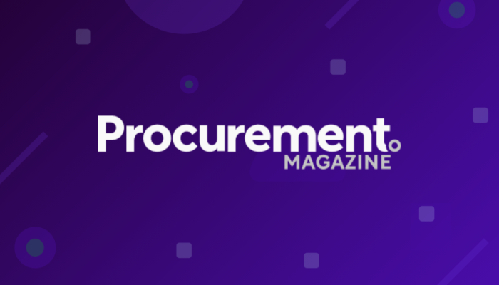 Procurement Magazine logo on a purple gradient background with abstract shapes.